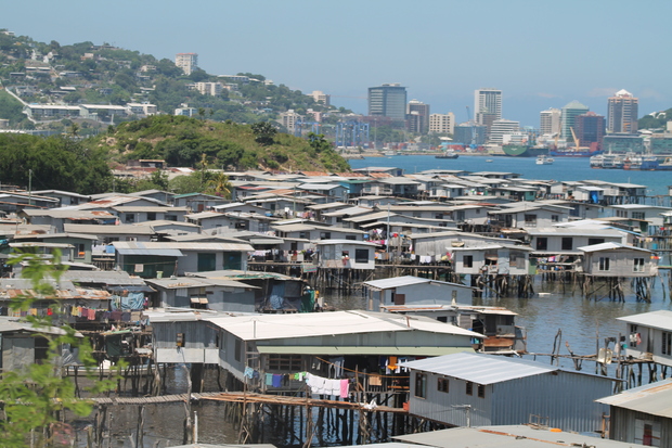  Hanuabada, the original village of Papua New Guinea’s capital city Port Moresby inhabited by the Motuan people; with the CBD in the background, circa 2015 (Blades n.d. (circa 2015)).
